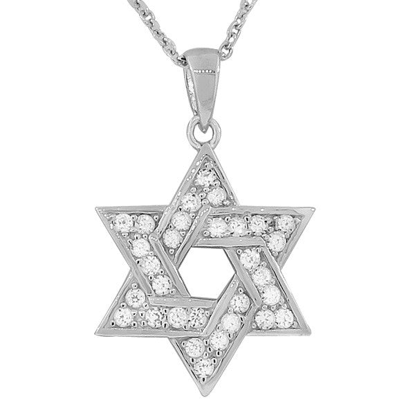 925 Sterling Silver Classic Jewish Star of David CZ Pendant Necklace with Chain