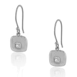 925 Sterling Silver Square White CZ Womens Dangle Earrings