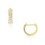 925 Sterling Silver Yellow Gold-Tone White Clear CZ Hoop Huggie Earrings 0.50"