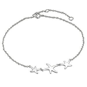 Silver Triple Star Fish Anklet