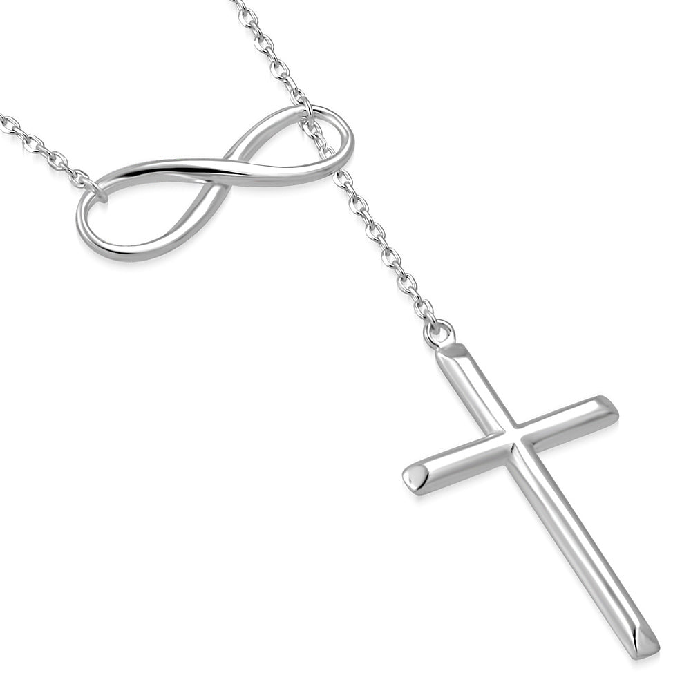 925 Sterling Silver Infinity Cross Necklace For Women – CZ Pave Setting, 18" Chain, Religious Jewelry Gift 3 thumbnail image