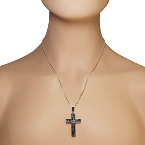 Black Fleur Cross Pendant