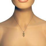 925 Sterling Silver 3D Colorful Owl Pendant Necklace
