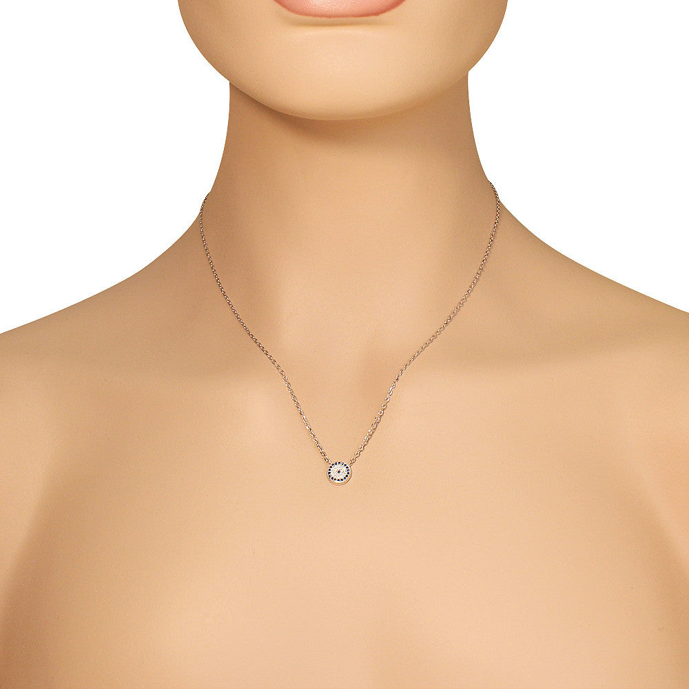 Dainty Evil Eye Necklace Pendant Cubic Zirconia Sterling Silver