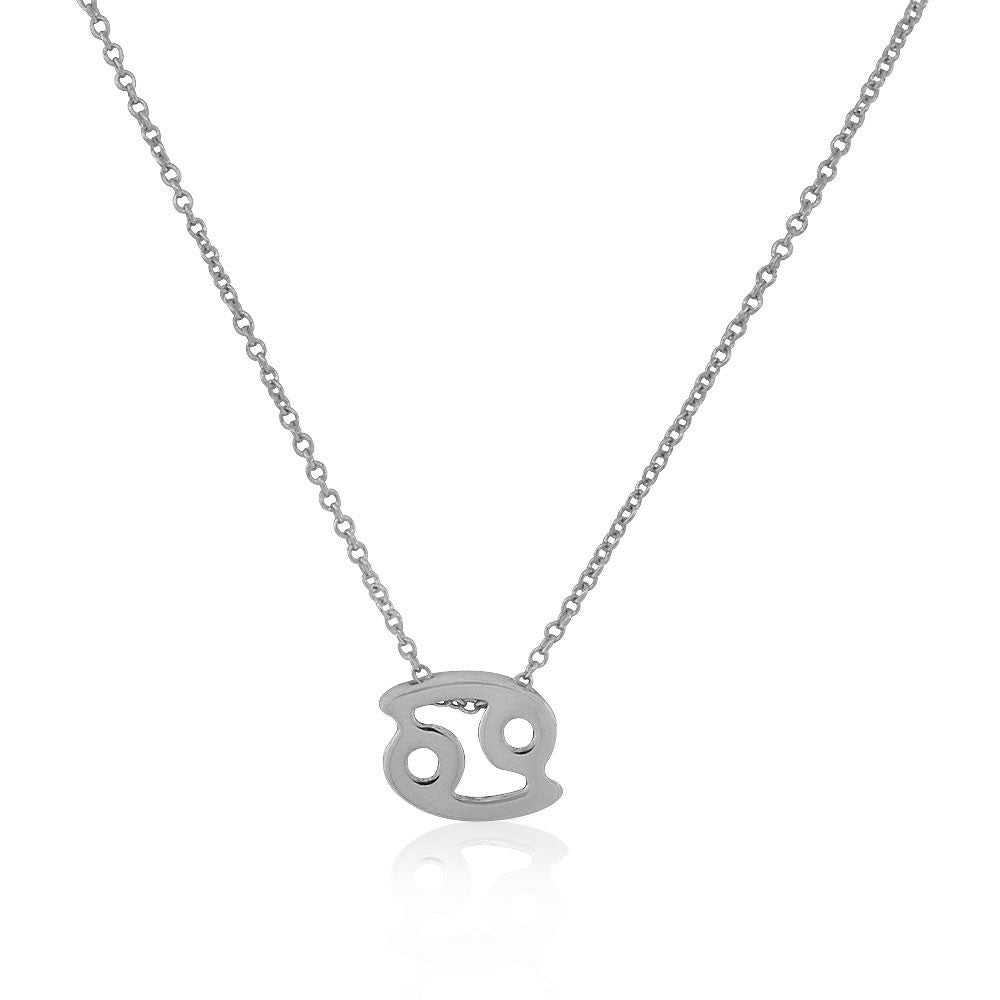 925 Sterling Silver Small Zodiac Sign Pendant Necklace, 18" - Cancer