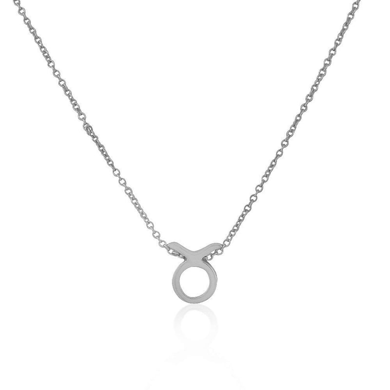 925 Sterling Silver Small Zodiac Sign Pendant Necklace, 18" - Taurus
