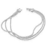 925 Sterling Silver Clear CZ Triple Strand Tennis Bracelet, 6.5"
