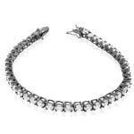 925 Sterling Silver Black Rhodium Clear Round CZ Tennis Bracelet, 7.25"