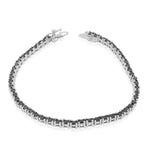 925 Sterling Silver Black Round CZ Tennis Bracelet, 7"