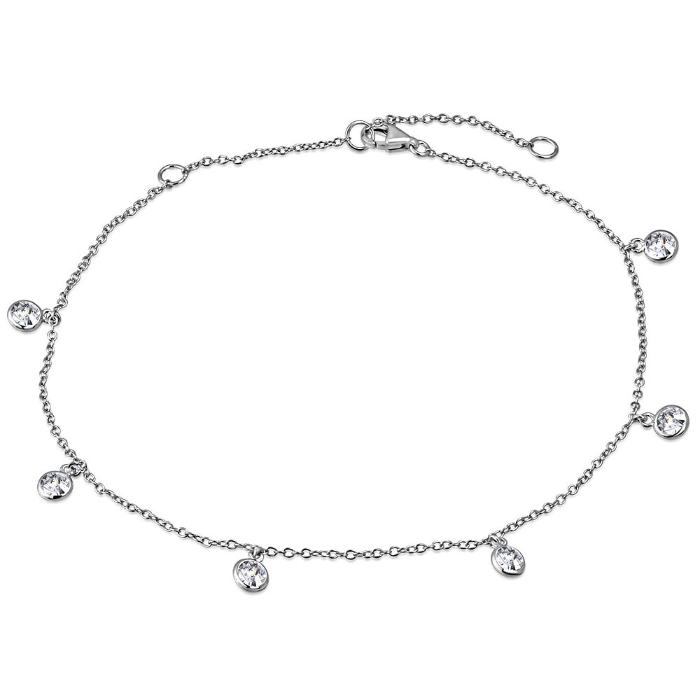 Bezel Silver Anklet