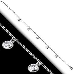 Bezel Silver Anklet