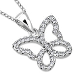925 Sterling Silver CZ Butterfly Pendant Necklace