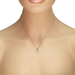925 Sterling Silver CZ Butterfly Pendant Necklace