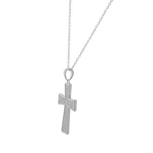 Pavé Cross Necklace Sterling Silver Cubic Zirconia