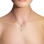 Pavé Cross Necklace Sterling Silver Cubic Zirconia