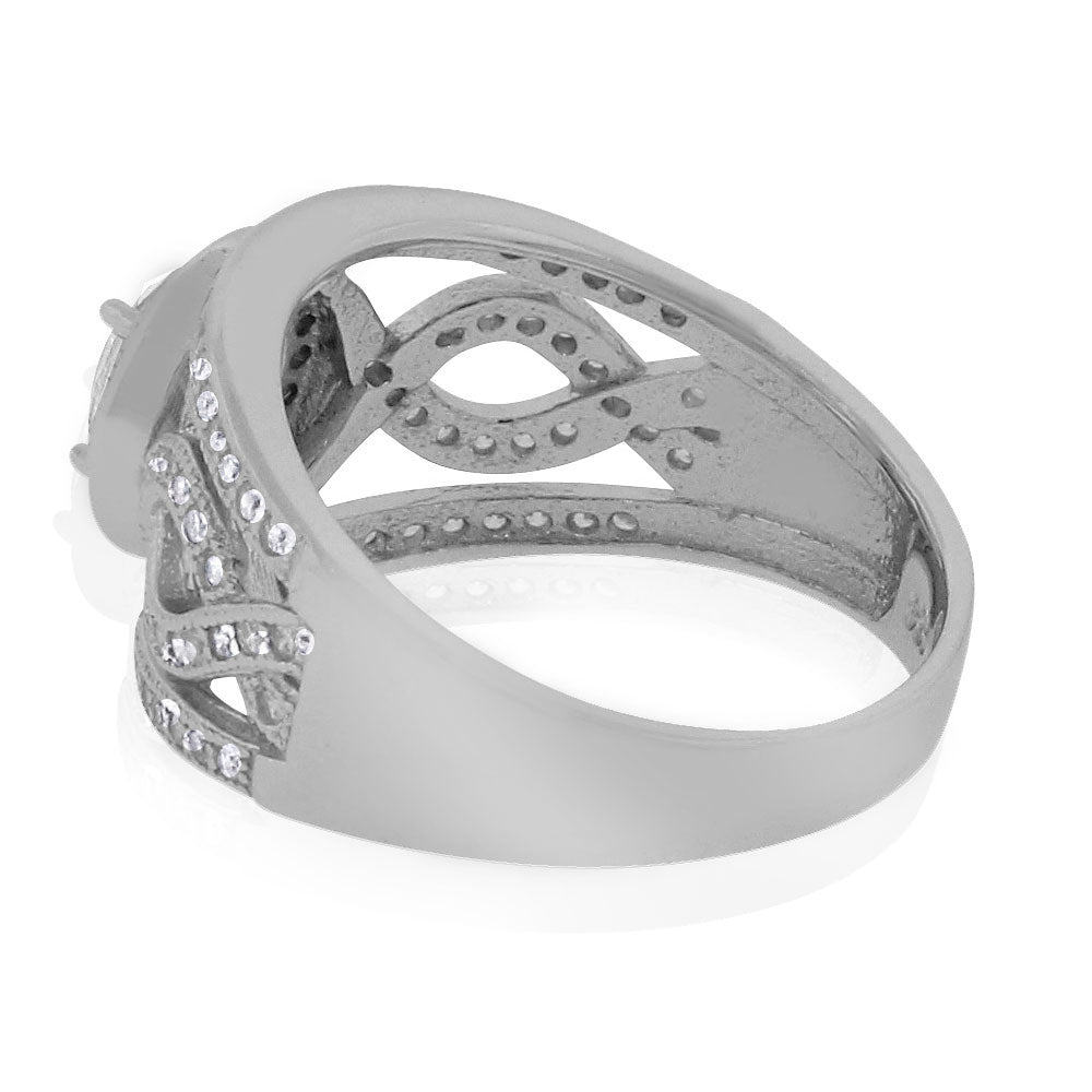 925 Sterling Silver White Clear CZ Infinity Engagement Ring Band