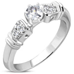 925 Sterling Silver White Clear CZ Engagement Ring Band