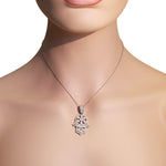 925 Sterling Silver CZ Hamsa Good Luck Pendant Necklace