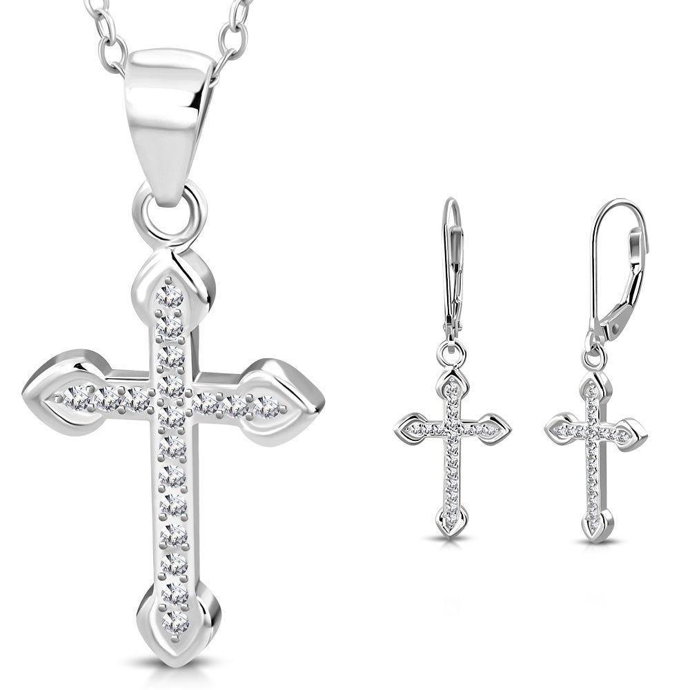 Silver Cross Jewelry Set