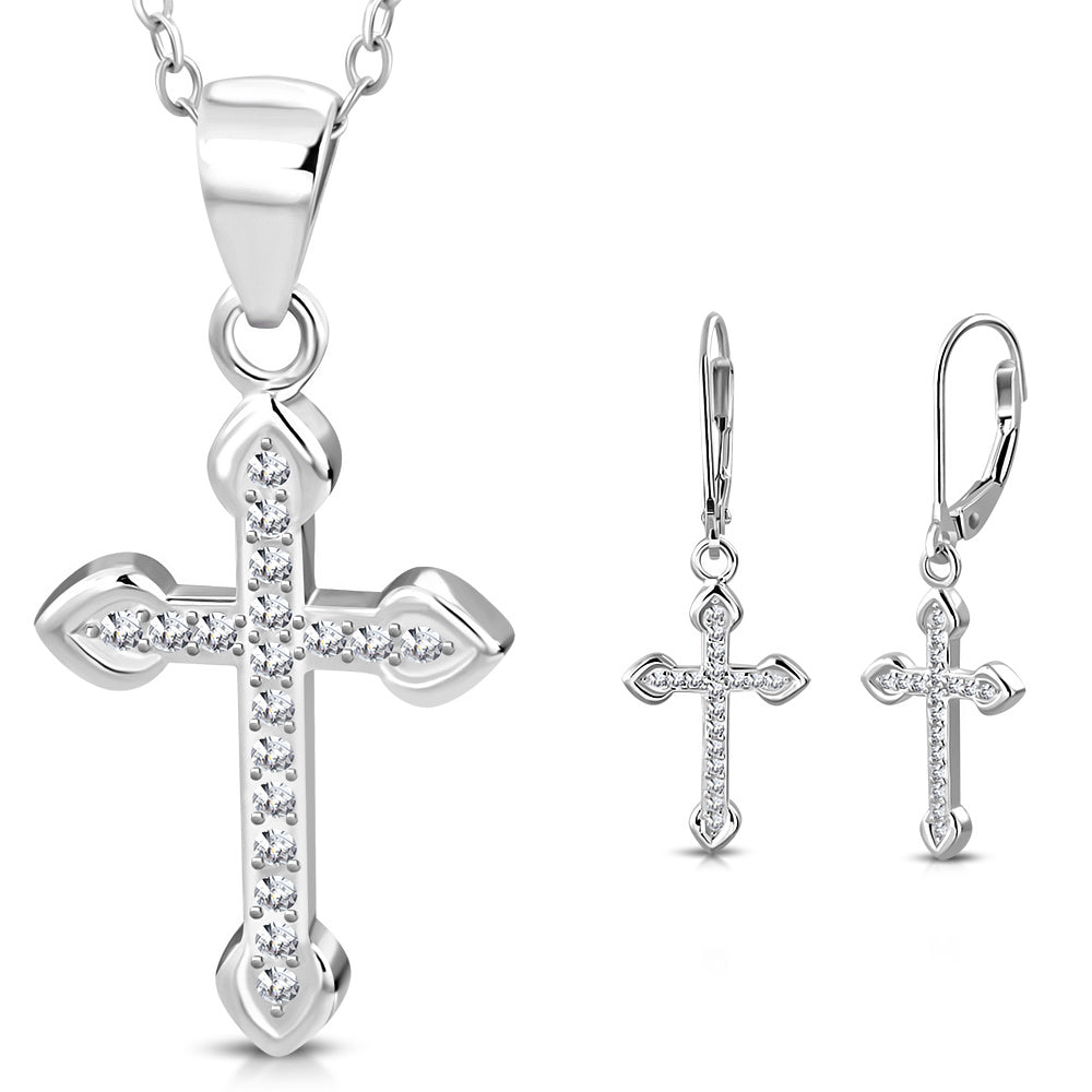 Silver Cross Jewelry Set