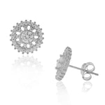 925 Sterling Silver White Clear CZ Round Stud Earrings, 0.45"