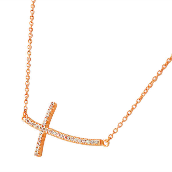 Long Cross Rose Necklace