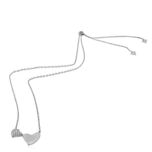 Double Heart Necklace Pendant Sterling Silver Cubic Zirconia