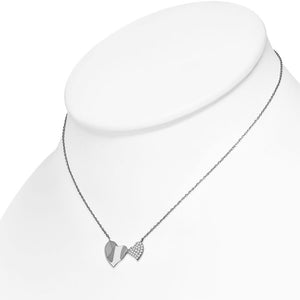 Double Heart Necklace Pendant Sterling Silver Cubic Zirconia