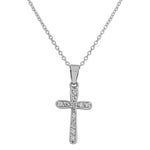925 Sterling Silver Womens Religious Cross White CZ Classic Pendant Necklace with Chain