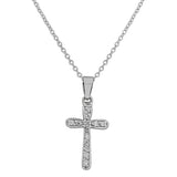 925 Sterling Silver Womens Religious Cross White CZ Classic Pendant Necklace with Chain