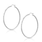 925 Sterling Silver Round Hoop Earrings, 1.75" 