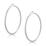 925 Sterling Silver Faceted Round Hoop Earrings, 2.20" 