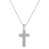 925 Sterling Silver Womens Religious Cross White CZ Classic Pendant Necklace with Chain