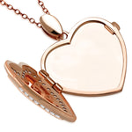 Rose Gold Filigree Locket Necklace Pendant Sterling Silver Cubic Zirconia