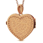 Rose Gold Filigree Locket Necklace Pendant Sterling Silver Cubic Zirconia