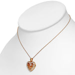Rose Gold Filigree Locket Necklace Pendant Sterling Silver Cubic Zirconia