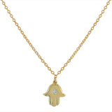 925 Sterling Silver Yellow Gold-Tone Evil Eye Hamsa White CZ Womens Pendant Necklace
