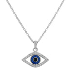 925 Sterling Silver Evil Eye White  Womens Pendant Necklace with Chain