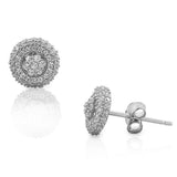 925 Sterling Silver White CZ Womens Round Stud Earrings