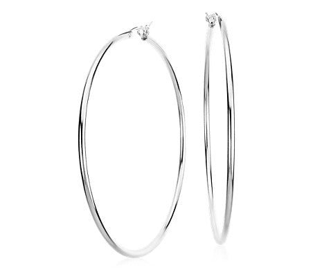 925 Sterling Silver Classic Polished Hoop Earrings, 1.70" Diameter