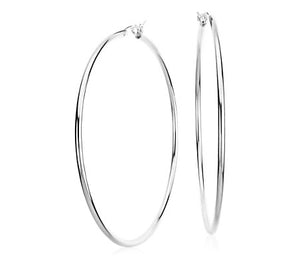 925 Sterling Silver Classic Polished Hoop Earrings, 1.70" Diameter