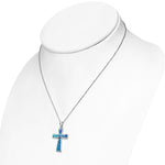 Inlay Opal Cross Necklace Pendant Sterling SIlver