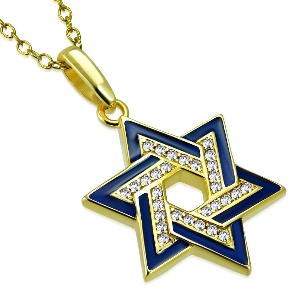925 Sterling Silver CZ Star of David Necklace Pendant