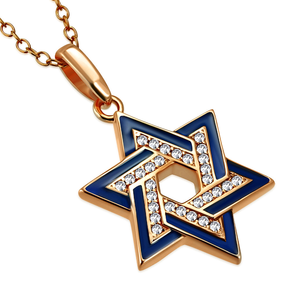 925 Sterling Silver CZ Star of David Necklace Pendant