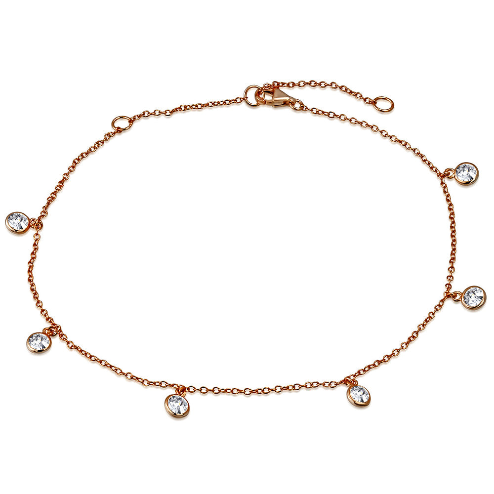 Bezel Rose Gold-Tone Anklet