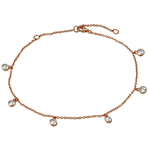 Bezel Rose Gold-Tone Anklet