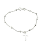 925 Sterling Silver Religious Latin Cross Christian Link Chain Bracelet