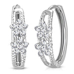 925 Sterling Silver White Clear CZ Small Hoop Huggies Earrings
