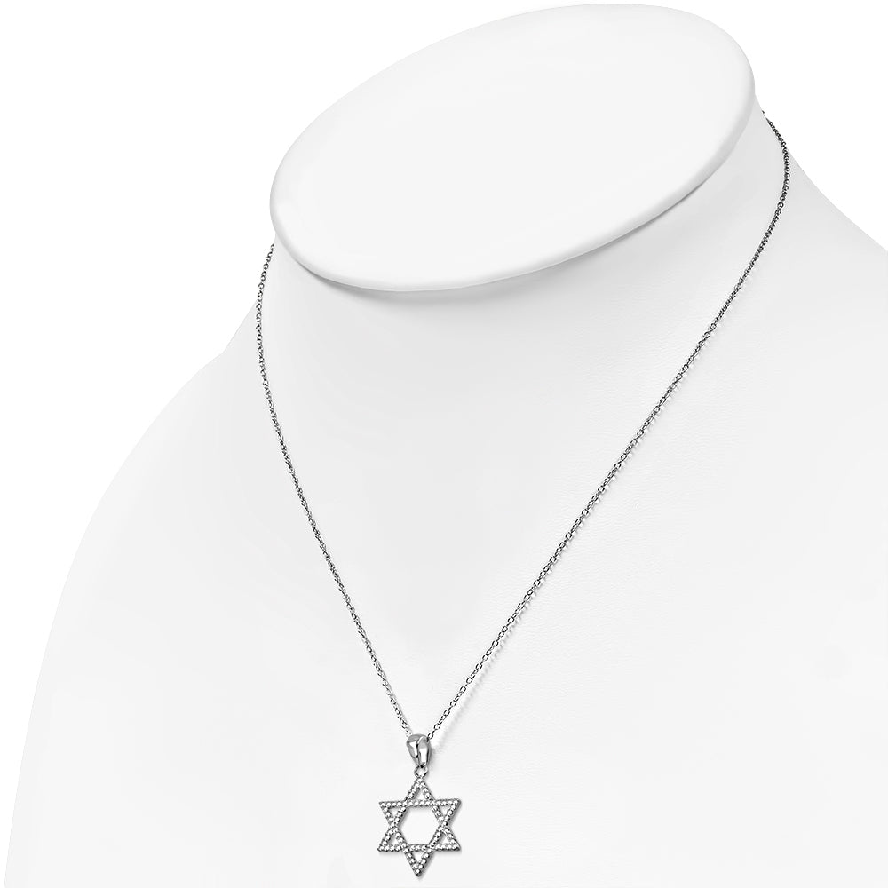925 Sterling Silver Star of David Pendant Necklace