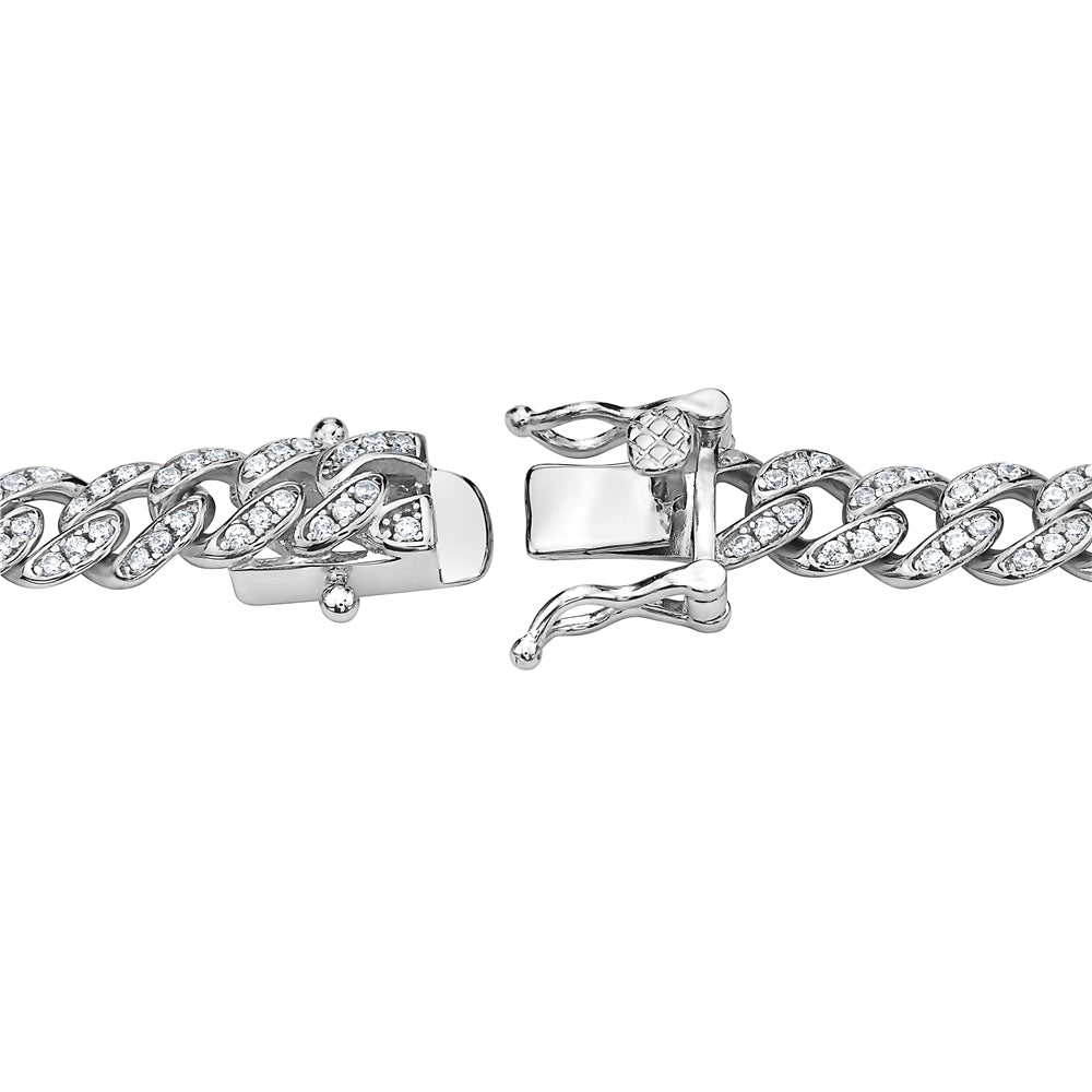 My Daily Styles Cuban Link 925 Sterling Silver 8mm Cubic Zirconia Elegant Men's Bracelet 9"